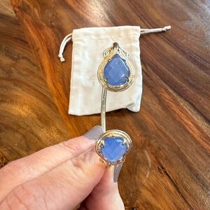 Kendra Scott Andy Bracelet Blue Chalcedony Stones Pinch Cuff Silver